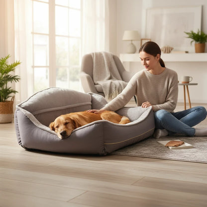 Plush Bolster Pet Bed for Large Dogs