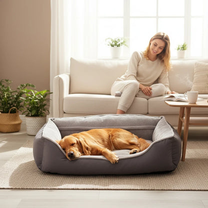 Plush Bolster Pet Bed for Large Dogs