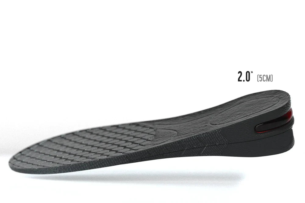EVEREASE adjustable height increasing shoe insole with a 2-inch lift and textured black surface for added comfort.