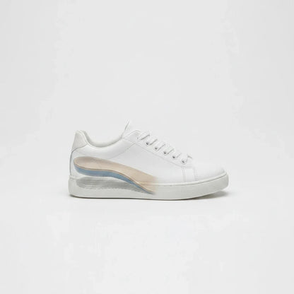 EVEREASE adjustable height increasing insoles inside a clean white sneaker for a discreet stature boost