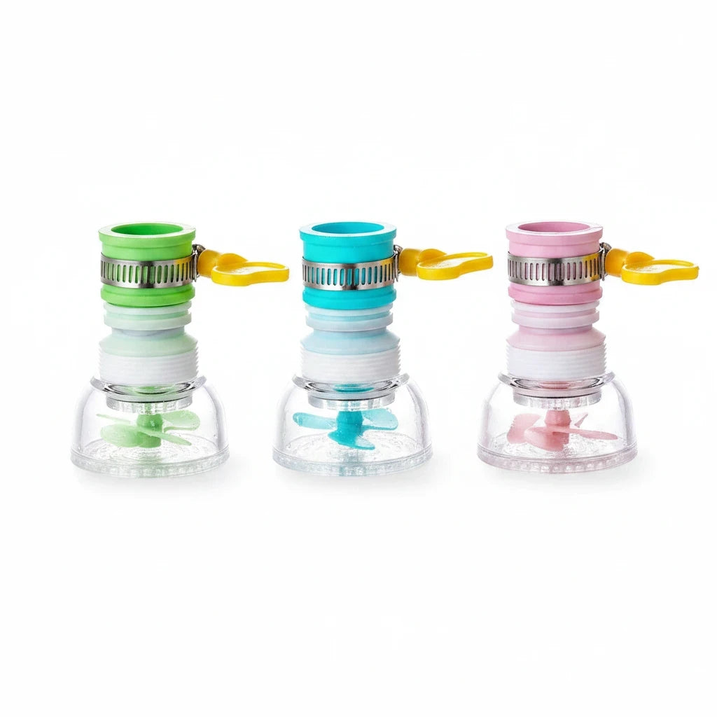 EVEREASE adjustable kitchen sink faucet sprayer attachments in green, blue, and pink with 360-degree rotation design.