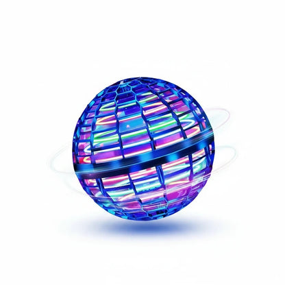 EVEREASE interactive flying spinner toy with blue spherical cage and vibrant internal LED light effects