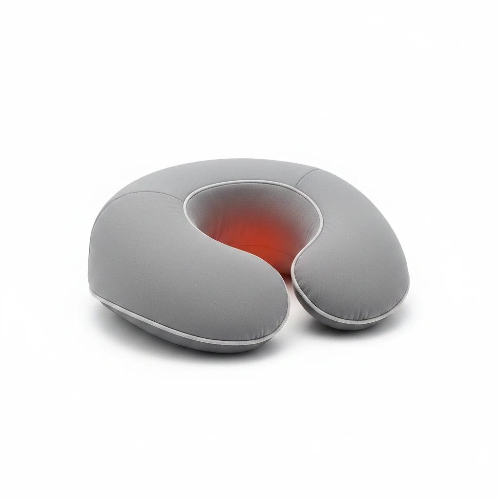 EVEREASE grey U-shaped neck and shoulder massager with heated Shiatsu rollers for home relaxation