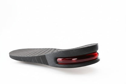 EVEREASE height increasing shoe insole with a black textured surface and a red air cushion heel for added comfort