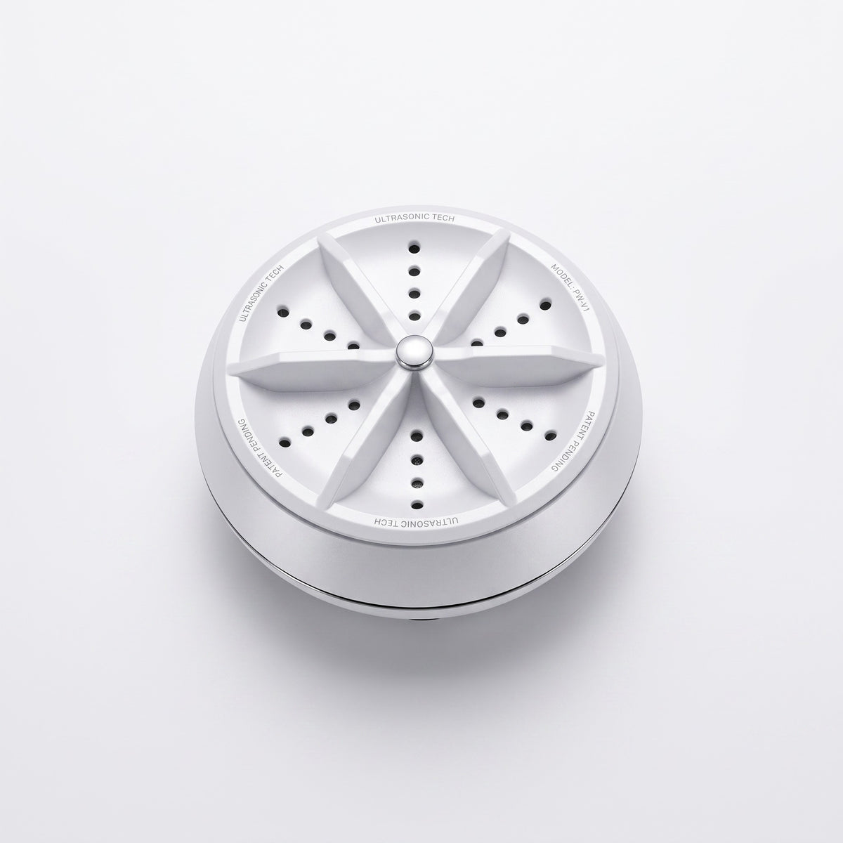 EVEREASE MiniWash portable ultrasonic washing machine in white with a circular design for clothes and small items