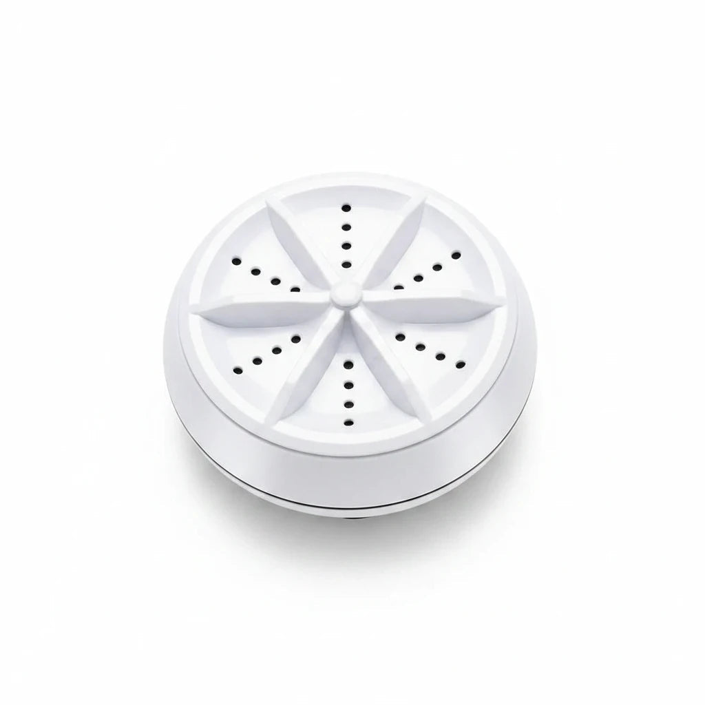 EVEREASE MiniWash portable white circular washing device for clothes and small items on a white background