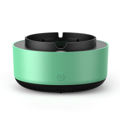 EVEREASE portable desktop air purifying ashtray in mint green with a black top and central power button