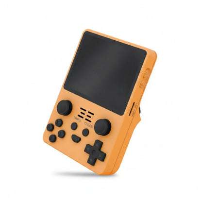 EVEREASE portable handheld video game console in matte orange with black buttons and joystick on a white background