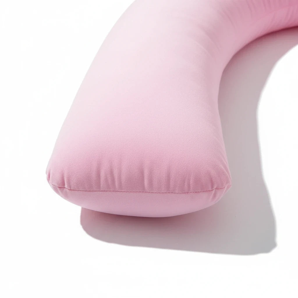 EVEREASE U-shaped full body maternity support pillow in soft pink fabric for comfortable sleep and joint alignment