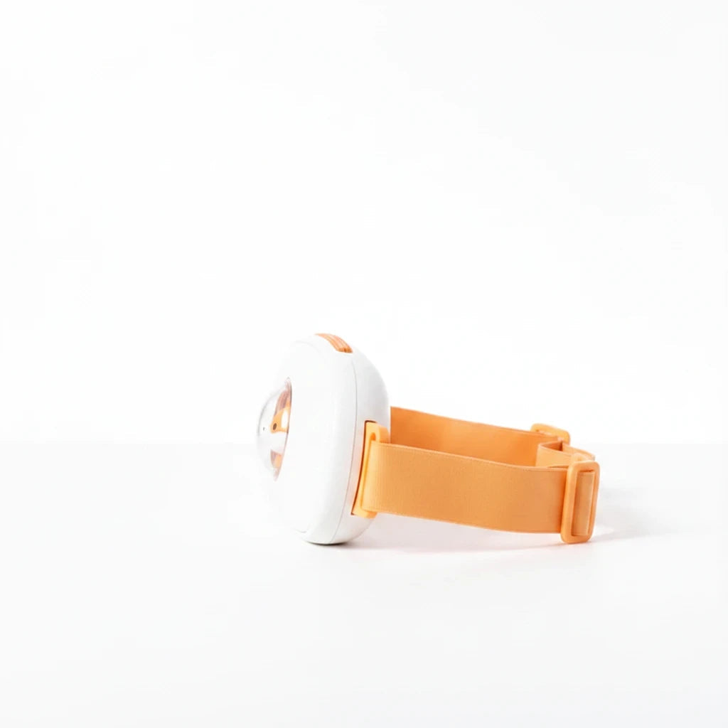 EVEREASE portable electric waist heating pad and menstrual massager in white and orange with an adjustable strap