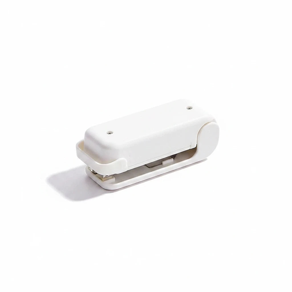 EVEREASE portable handheld white plastic bag heat sealer for airtight food storage on a white background