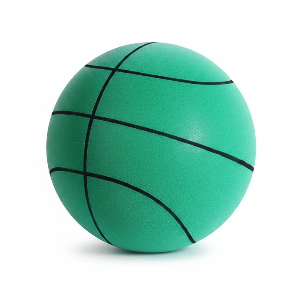 EVEREASE silent training basketball in bright green foam with black lines for quiet indoor practice