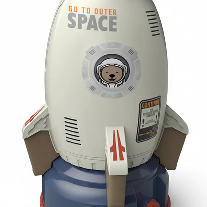 EVEREASE white water jet rocket sprinkler for outdoor garden play with astronaut bear graphic and space decals